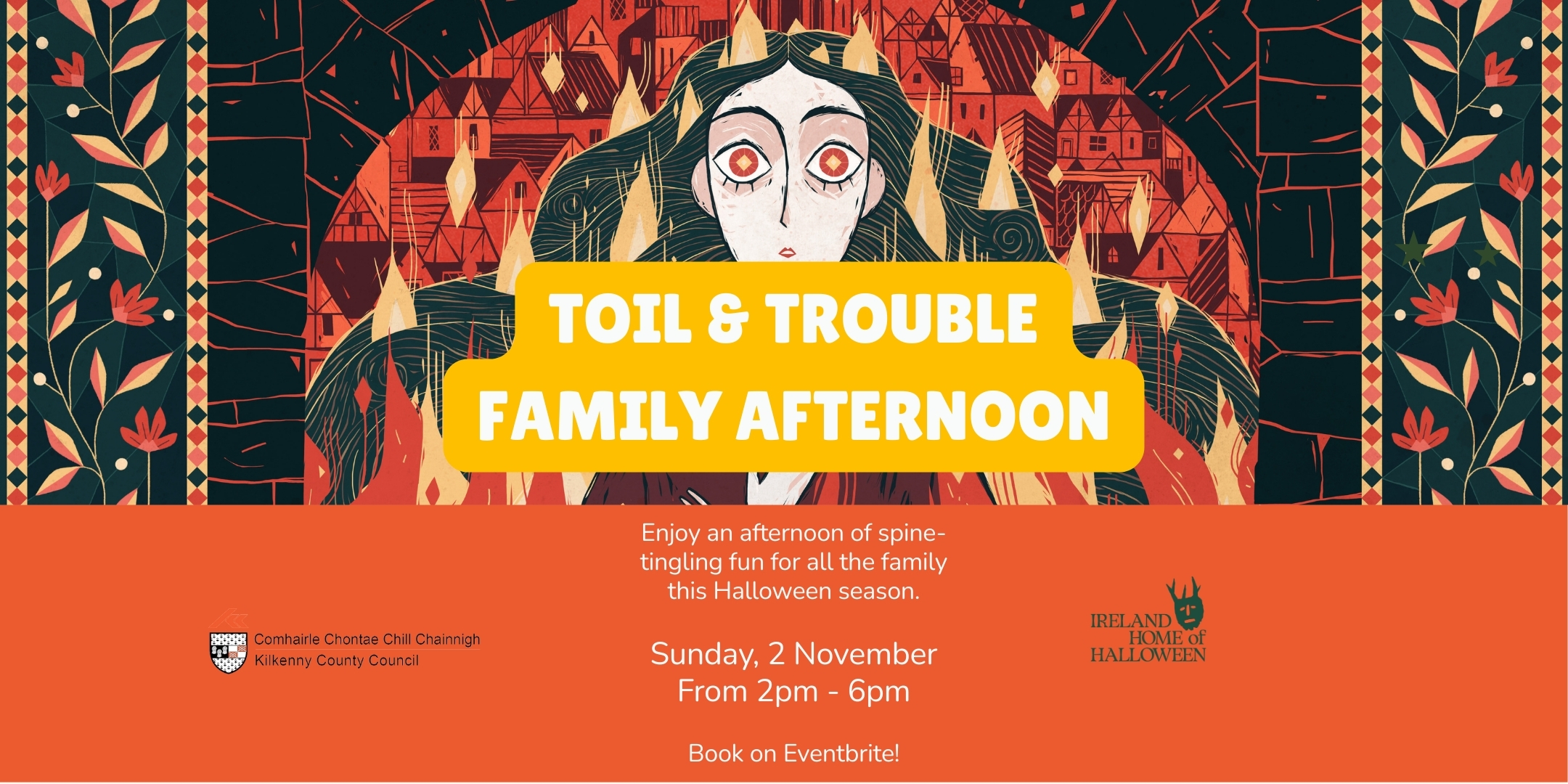 Toil & Trouble Halloween event poster for Rothe House
