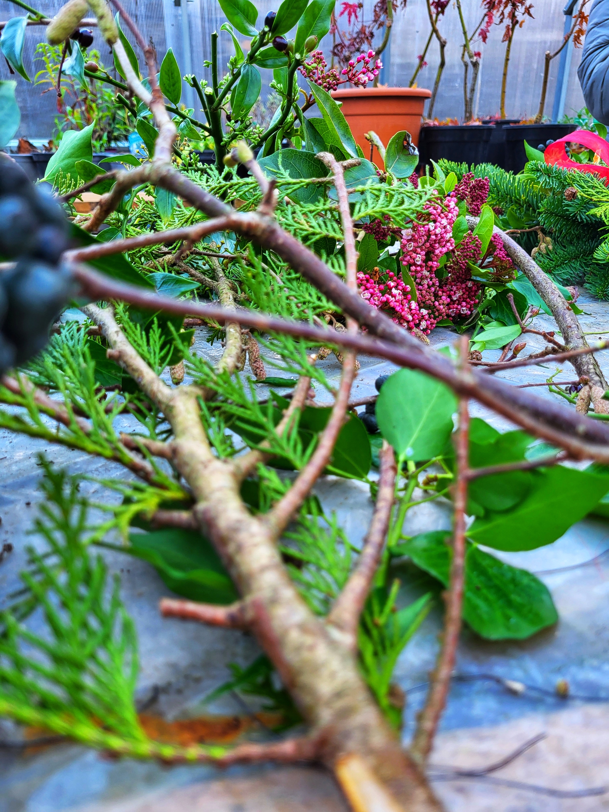 Christmas wreath-making