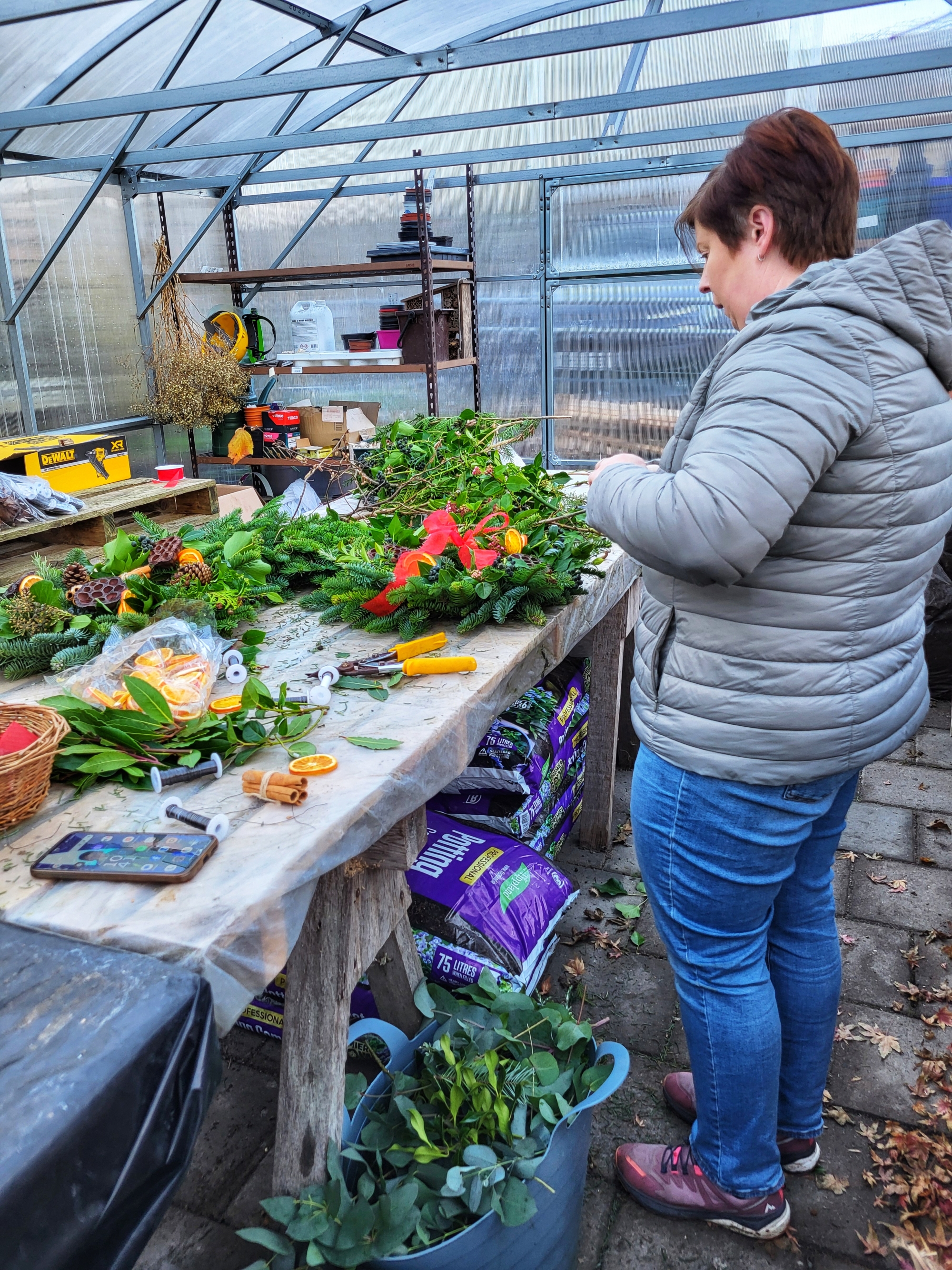 Christmas wreath-making