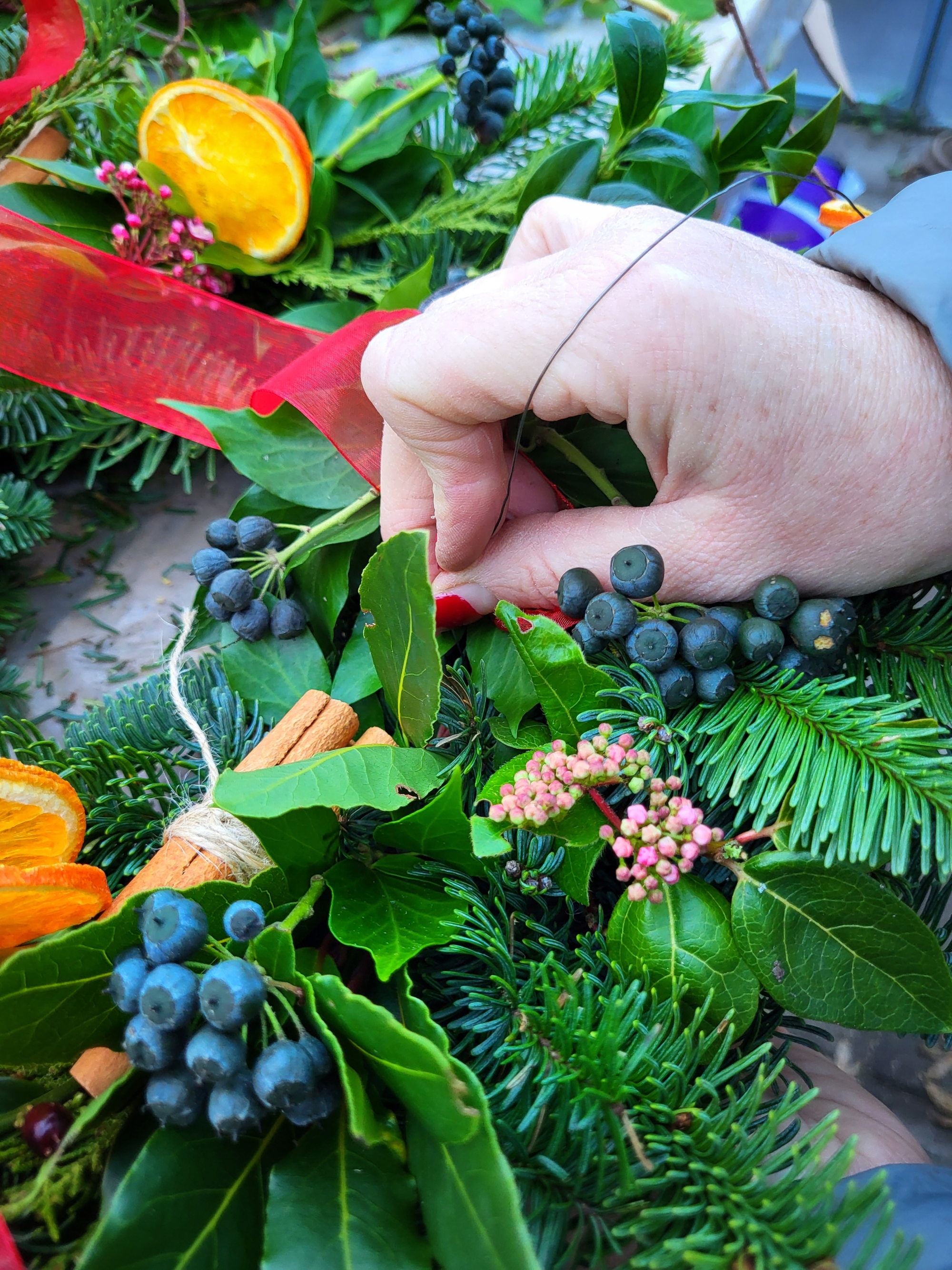 Christmas wreath-making